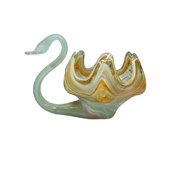 Vintage Mid-Century Modern Blown Art Glass Sooner Swan Bowl/Candy Dish/Planter - Picture 2 of 11